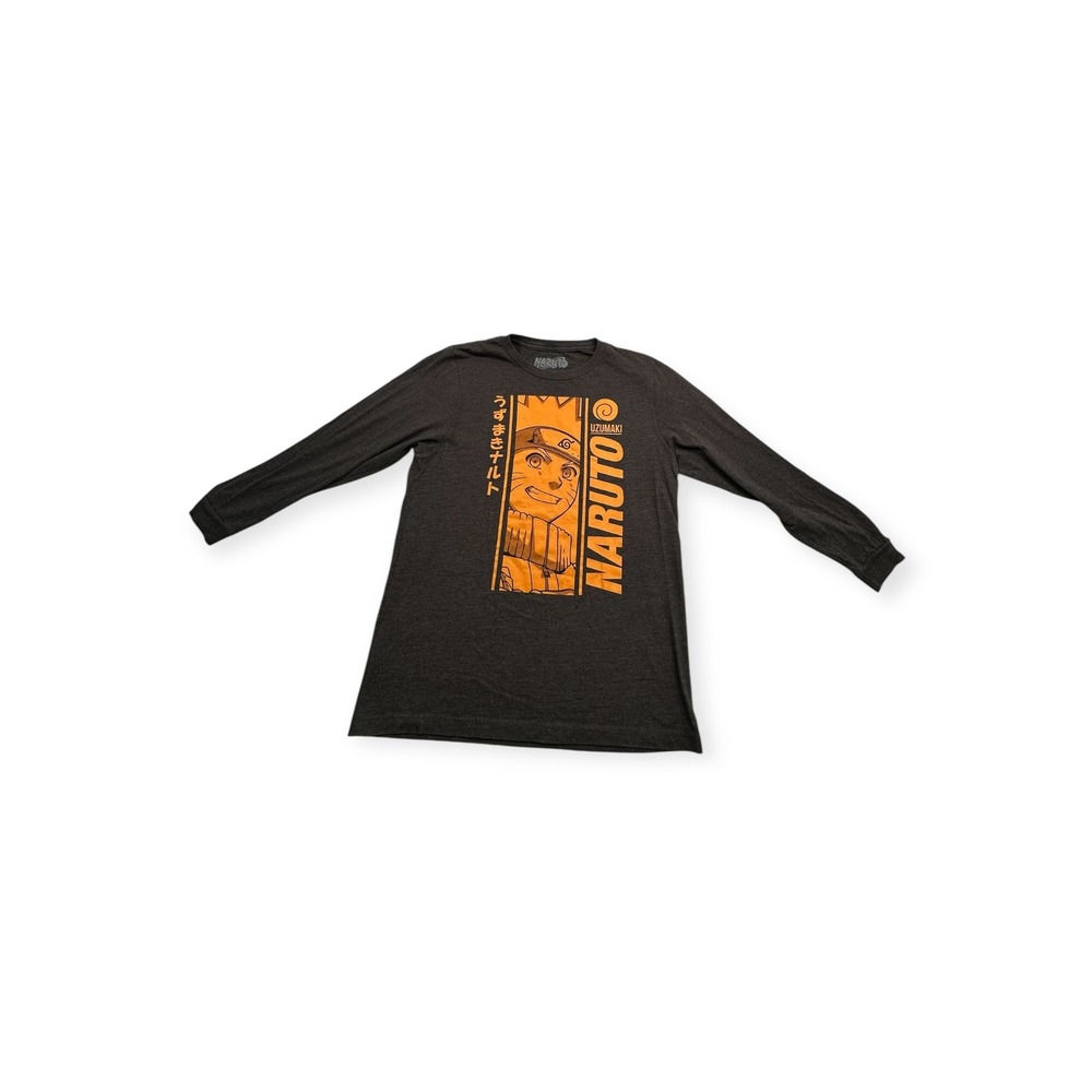 Naruto Uzumaki Graphic Long Sleeve Shirt Mens Large Charcoal Grey Anime